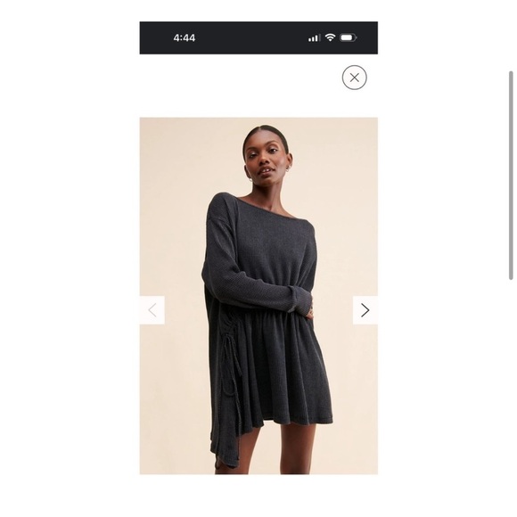 Free People Josie Thermal Waffle Knit Asymmetrical Dress Gray Size Medium - Picture 4 of 6